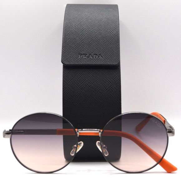 Prada Women’s Round Sunglasses | Silver/Black/Orange | Gradient Lens | New main image 12